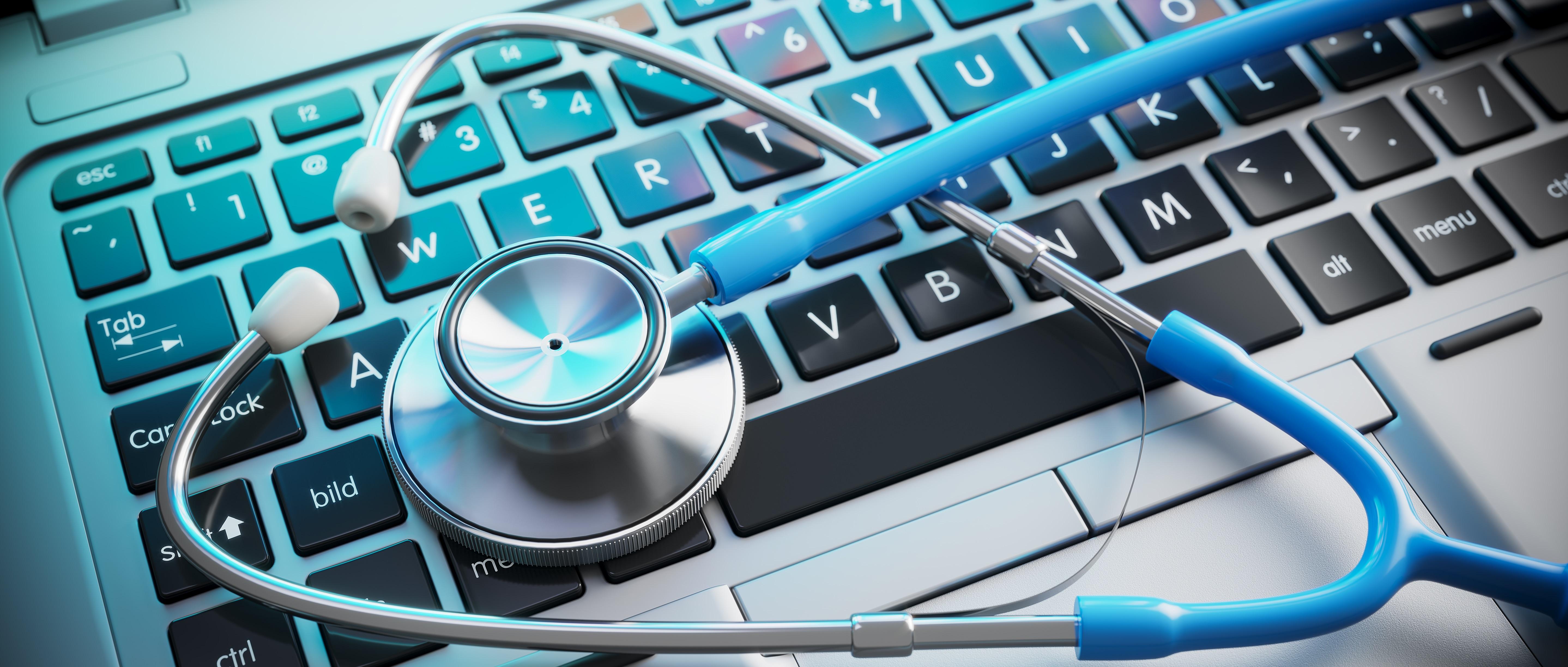 stethoscope on computer